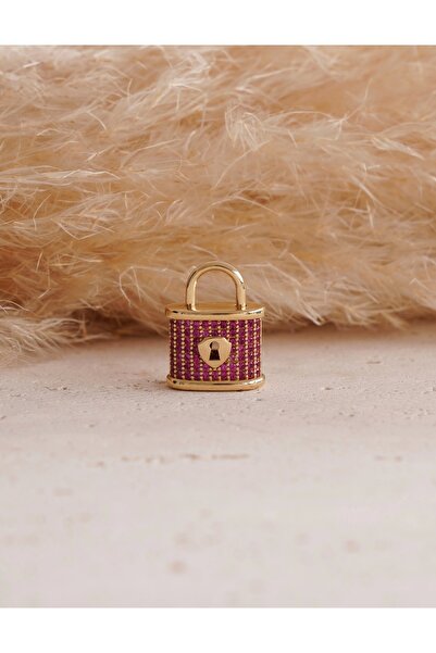 CETAŞ Çift Taraflı Taşlı Kilit Kolye Ucu