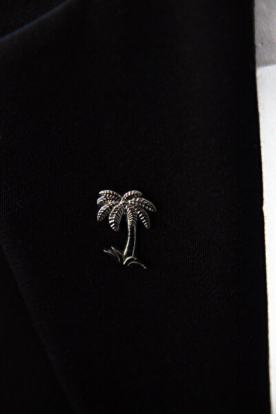 Le Voux Koyu Gri Renk Ağaç Figürlü Ceket Yaka Iğnesi Broş Rozet