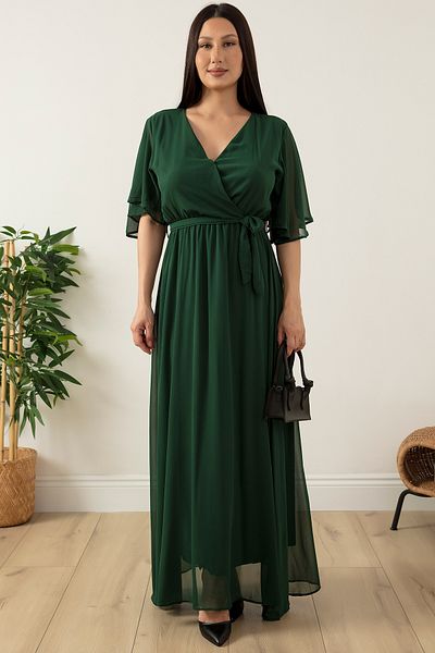 PULLIMM Double-breasted Collar Belted Chiffon Dress 22-254