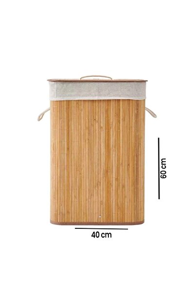 İLİVA Bambu Dikdörtgen Çamaşır Sepeti - 60 lt