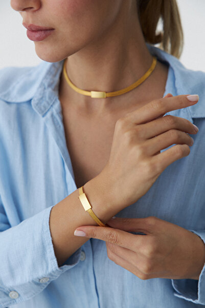 YAVUZ KUYUMCULUK 14 Ayar Altın Trabzon Hasır Plaka Bileklik