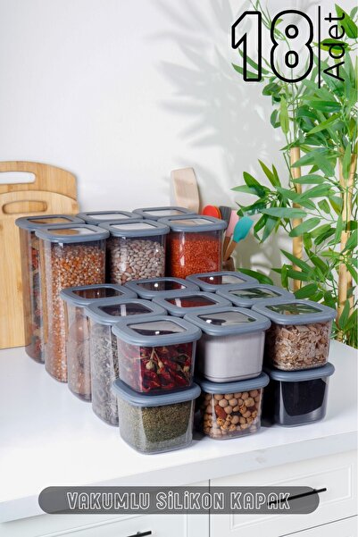 HOMENIVA 18'li Mega Set Kare Erzak Saklama Kabı - 6x(0,55 Litre, 1,2 Litre, 1...