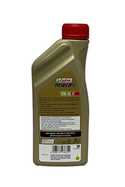 CASTROL Power1 10W-40 4T Motosiklet, 4 Zamanlı Motor Yağı 1 Lt. 2 Adet