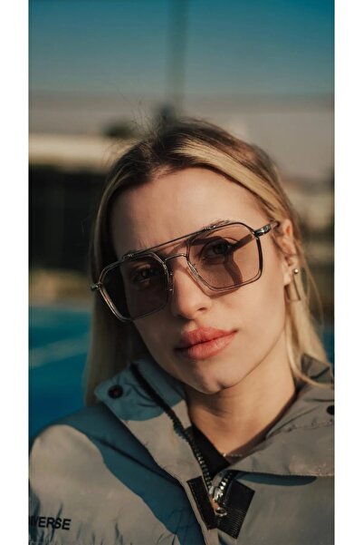 LOOKUP NEW للجنسين النساء الرجال Uv400 حماية العسل اللون روز الذهب مربع مستطي...