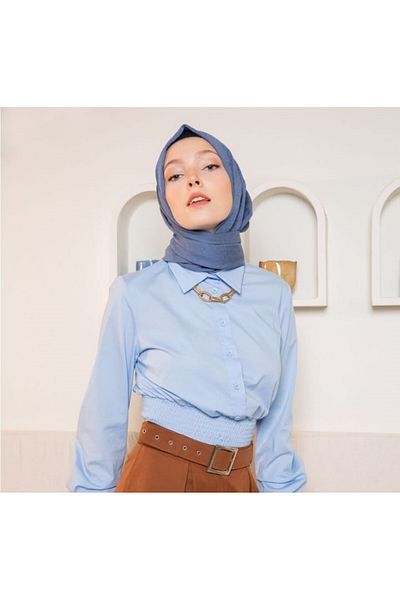 FİVESCARF Maxi βαμβακερό κασκόλ τζιν μπλε