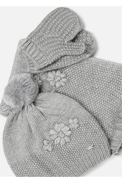 MAYORAL Baby Girl Scarf Beanie Gloves Set Gray 10535