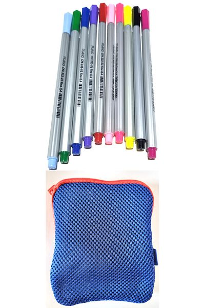 Modellino 10 Colors Piano Fineliner Pen Blue With Pen Holder Bag