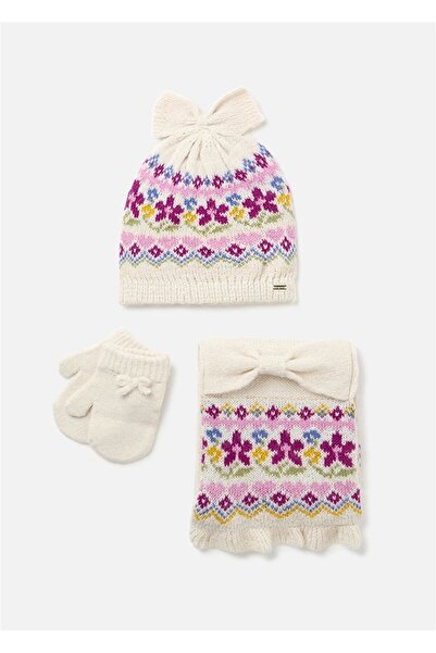 MAYORAL Kız Bebek Atkı Bere Eldiven Takımı Bej 10536