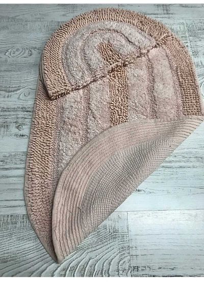 AYHOME Double Toilet Set, Bath Mat Set, Cotton Fringed, Pudea Pink Color