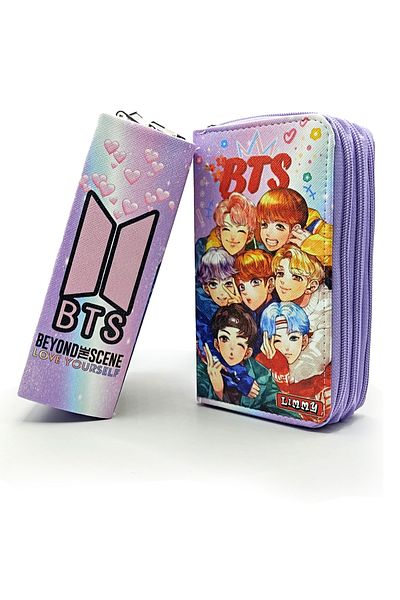 Limmy Μολυβοθήκη Bts Purple Organizer Θήκη στυλό Vegan Δερμάτινη θήκη για στυλό τριών θέσεων