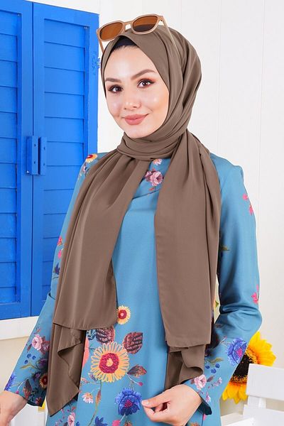 Levidor Women's Plain Medine Silk Light Brown Shawl