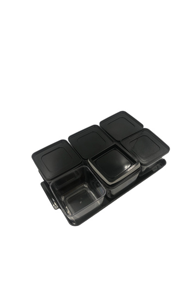 bersachef Tray 6-Piece Breakfast Storage Container Vacuum Lid Breakfast Set Black