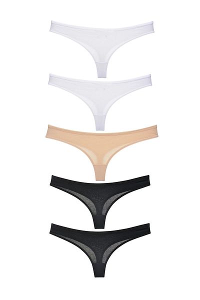 yokyokcollection Gecko Women's String Thong Elastic Panties 5 Pcs