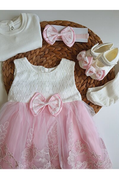 PİLEKİ BABY طقم فستان زفاف للفتيات الصغيرات من عمر 0 إلى 6 أشهر مكون من 5 فسا...