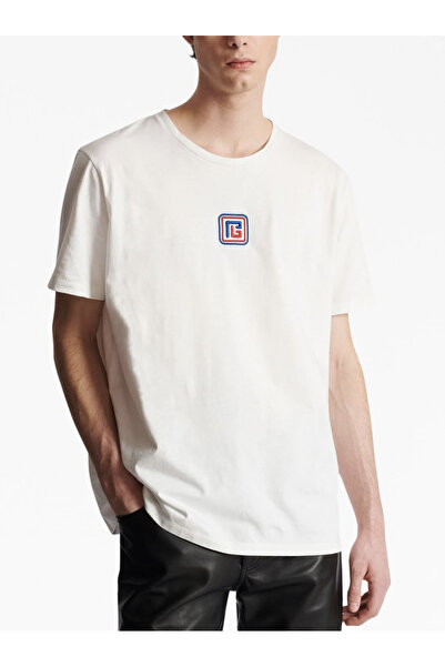 BrandsBoutique تيشيرت أبيض فضفاض برقبة دائرية من Balmain PB