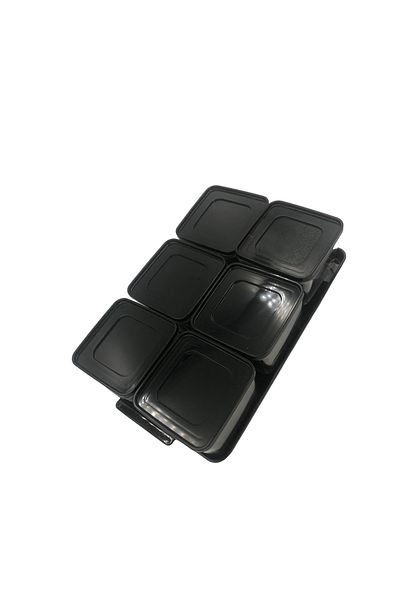 bersachef Tray 6-Piece Breakfast Storage Container Vacuum Lid Breakfast Set Black