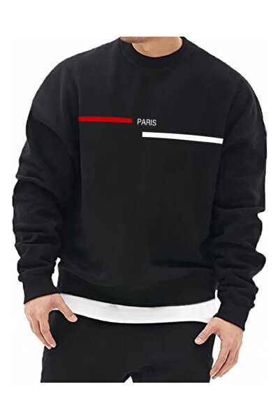 Adrift PARİS Oversize Φούτερ με λαιμόκοψη ποδηλάτου από βαμβάκι, μαύρο