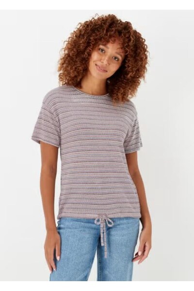 Kübra Tekstil 2460 Πολύχρωμο μπλουζάκι με ασημί ρίγες