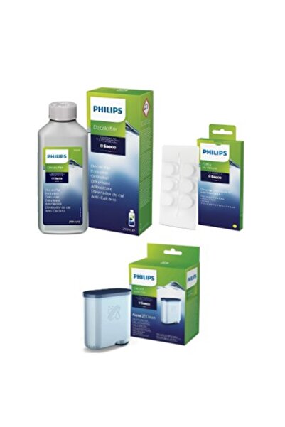 Philips Ca6700/10 Espresso Makinesi Kireç Temizleme Solüsyonu , Yağ Çözücü Tablet ve Apuaclean 3'lü Set