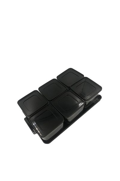 bersachef Tray 6-Piece Breakfast Storage Container Vacuum Lid Breakfast Set Black