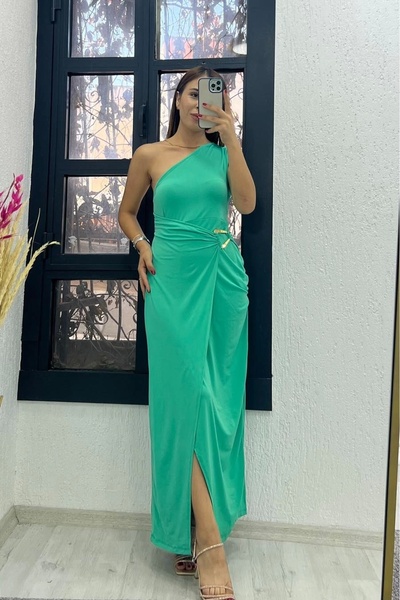 İrka Moda Rochie cu un singur umăr din țesătură Sandy cu detaliu cu cataramă ...