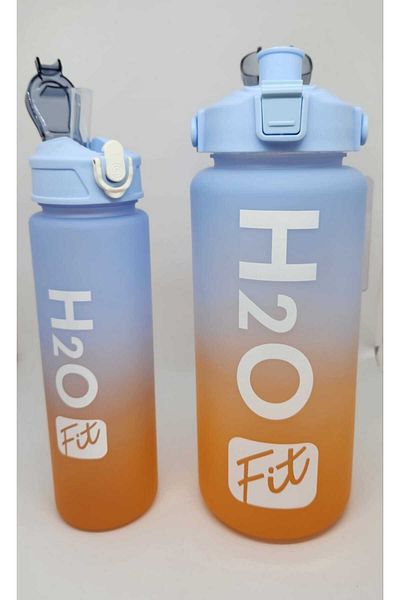 fit H2O Blue-Orange Double Flask Set Large:2000ml Small:750ml