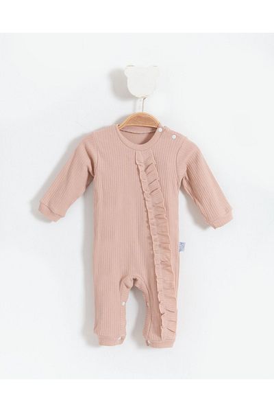 Bubito Cotton Ruffle Detailed Baby Jumpsuit-Beige