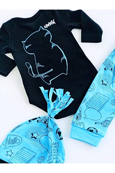 Miniworld Bat Cat Hello Printed Hat and Snap Fastener Set