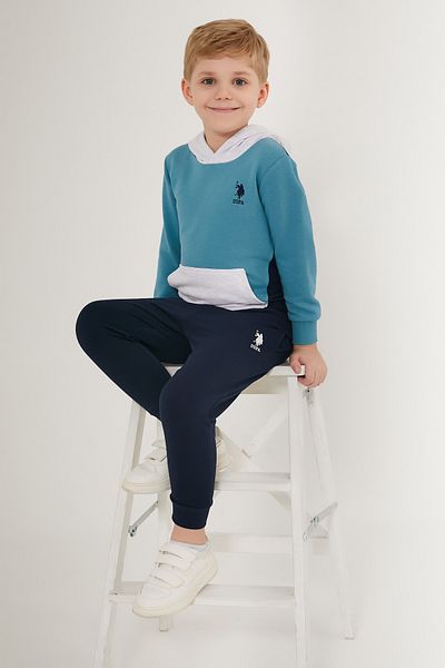 U.S. Polo Assn. BAZA. Polo Assn. Set de trening cu buzunar cangur cu licență pentru băiat