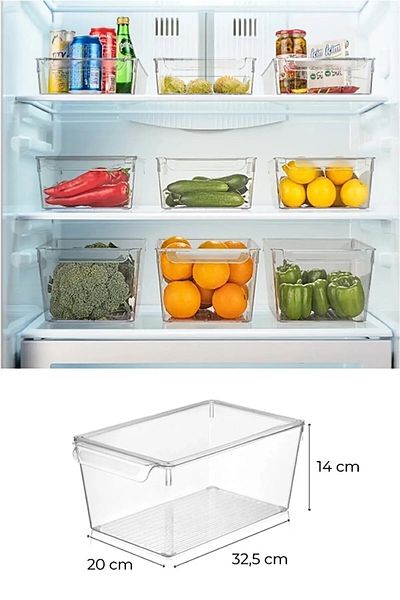 Tinsmith 3 Pieces Large Size Fridge Organizer with Lid Storage Container Refrigerator Organizer Fruit Vegetable