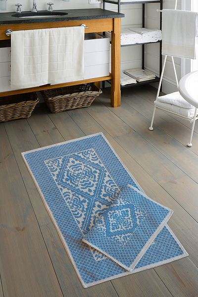 ALANUR Eco Cotton Curl Bath 2 τεμαχίων Σετ Τουαλέτας Περιτυλίγματος Μπλε