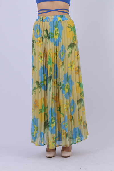 sehatex Elastic Waist Lined Pleated Chiffon Skirt Qys