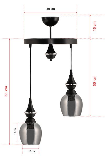 DEDE DOUBLE PERA PENDANT LIGHT CHANDELIER WITH SMOKED GLASS