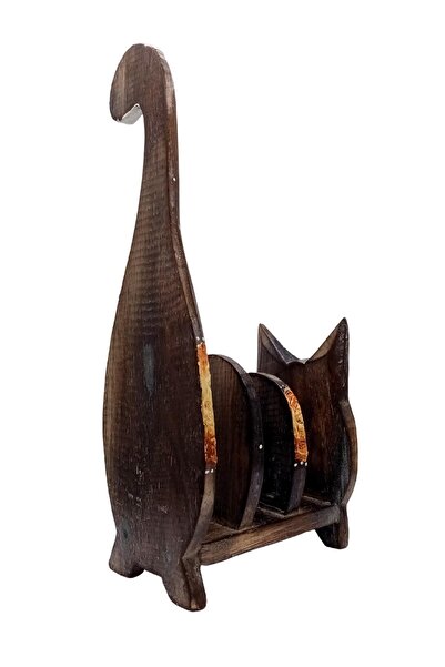 Dünyadan Hediyeler Wooden Cat Card Holder Napkin Holder Bookshelf