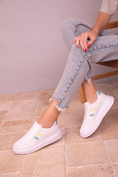 SOHO White-Turquoise Women's Sneakers 16880