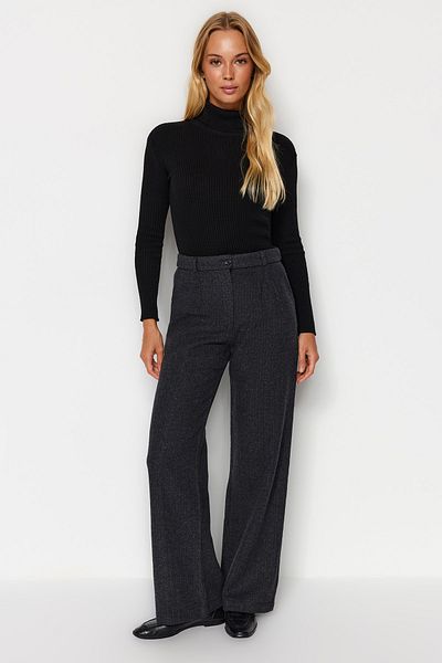 Trendyol Collection Antracitové široké kalhoty TWOAW24PL00200