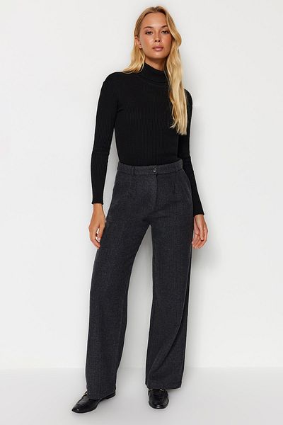 Trendyol Collection Antracitové široké kalhoty TWOAW24PL00200