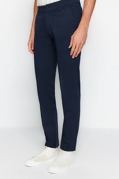 Trendyol Collection TMNAW24PL00000 Темно-сині вузькі брюки-чинос TMNAW24PL00000
