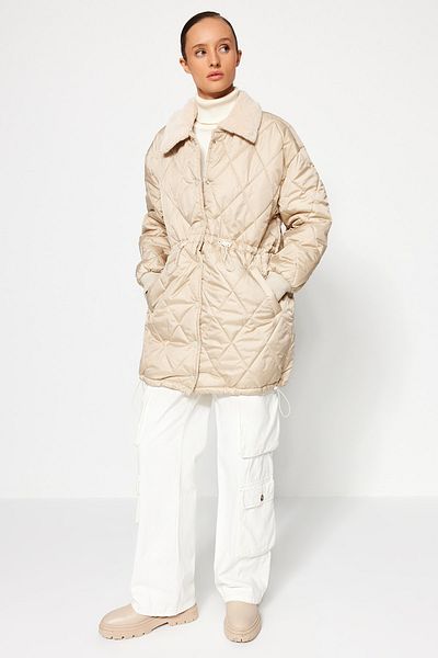 Trendyol Collection Голямо палто от норка с плюшена яка - затваряне с щракване, Twoaw22Mo0011