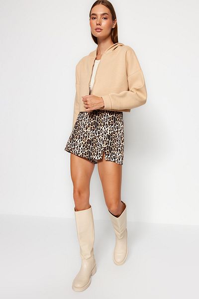 Trendyol Collection Бежов плетен суичър