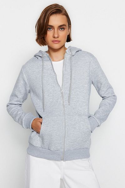 Trendyol Collection Gestricktes graues Kapuzensweatshirt