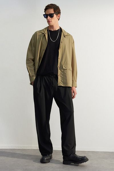 Trendyol Collection Premium Black Comfortable Wideleg Pants - Tmnaw24Pl00007
