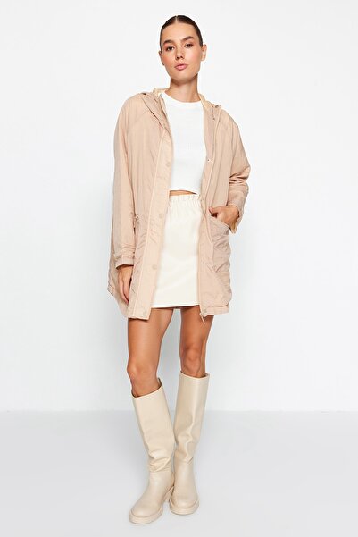 Trendyol Collection Pelernă de ploaie cu glugă bej TWOAW24MO00228
