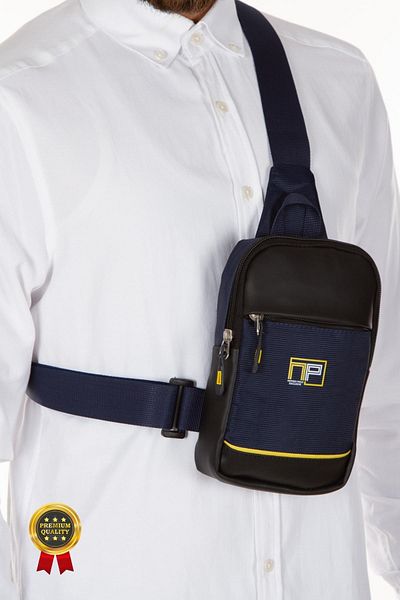 Adelina Bags Unisex Navy Blue Cross Strap Τσάντα στήθους και ώμου Καθημερινή τσάντα με θήκη τηλεφώνου