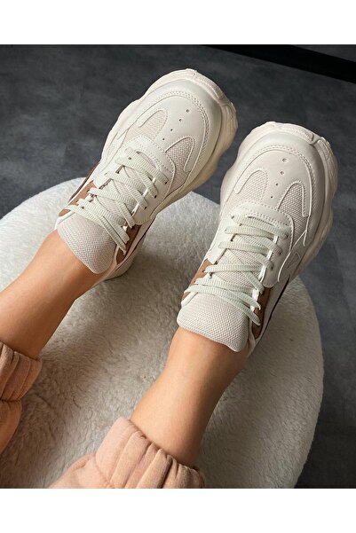 MORENİCA Béžová dámská sportovní obuv - silná podrážka