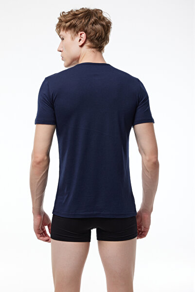 Malabadi Ανδρικό καλοκαιρινό μπλουζάκι με κουμπιά Navy Blue 083
