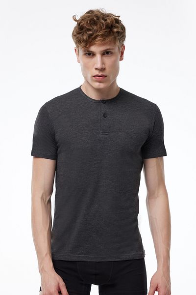 Malabadi Αντρικό μπλουζάκι με κουμπιά Anthracite Summer Cool 083