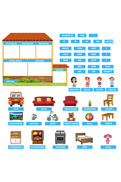 MUTLUTECH 3D 3. فئة اللغة الإنجليزية 6. مجموعة لباد مغناطيسية من Unit My House