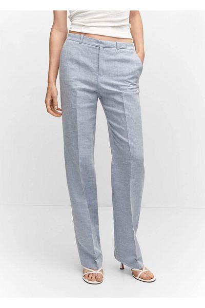 MANGO Woman Texturált vászonnadrág