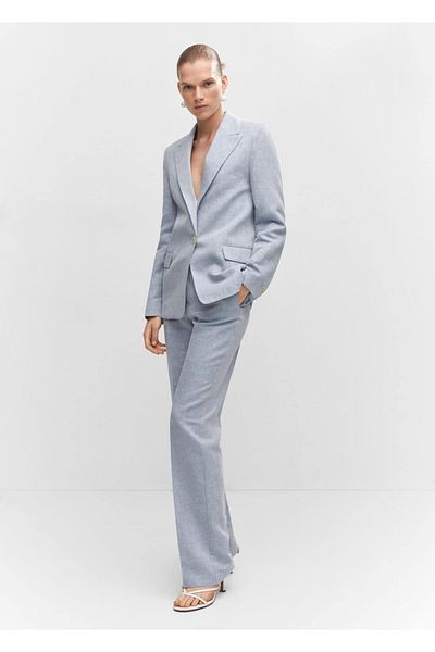 MANGO Woman Texturált vászonnadrág